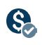 Icon featuring a dollar sign and a checkmark representing cost certainty. 
